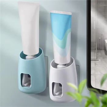

Automatic Toothpaste Dispenser Bathroom Accessories Set Tube Toothpaste Squeezers Rolling Wall Mounted Toothbrush Holder Set