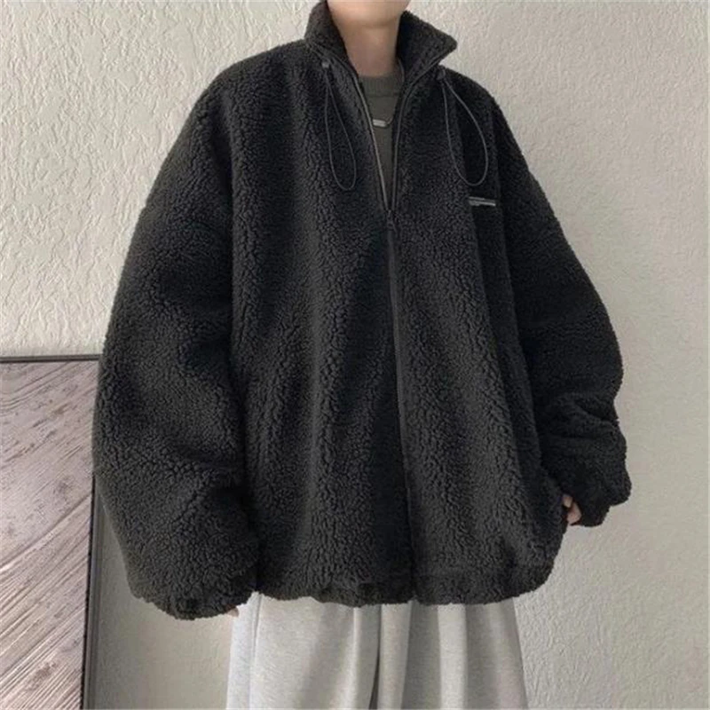 Down Jacket Winter Warm Coats For Men Leisure Lamb Wool Outerwear Loose Zipper Padded Jacket