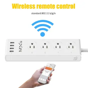 

NEW Stable Safety Switch Smart Home Remote Control 4 Socket 4 USB Ports Home Automation WiFi Switch Work With Google Home Alexa