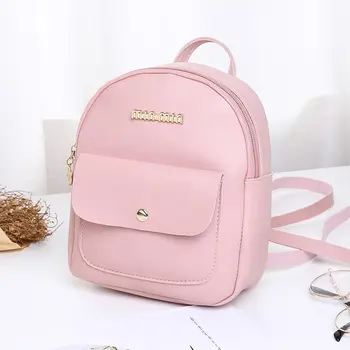 

Fashion Women Backpack Mini BookBag Soft Pu Leather Small Backpack Letter Purse Mobile Phone Bag Female Ladies Bagpack 2020