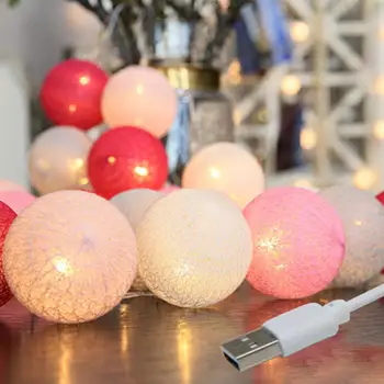 

3.0m 20 LED Cotton Ball Light Garland Lantern Home Wedding Party Decor