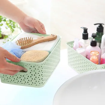 

Plastic Organizing Storage Basket Desktop File Storage Basket Toilet Bathroom Kitchen Desktop Sundries Snack Storage Box