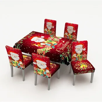 

Christmas Tablecloth Chair Cover Kitchen Dinner Table Set Santa Claus Printing Table Cover Christmas Table Decoration Dropship/d