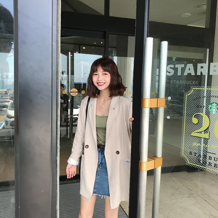 

Photo Shoot Temperment Solid Color Mid-length Korean-style Suit Jacket