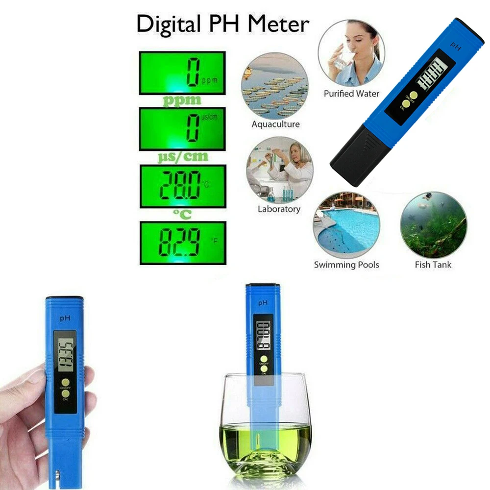 Цифровой прибор для измерения уровня PH цифровой рН-Wert тестер Wasser MessgeräT PH-Stift