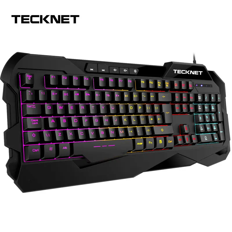 Online TeckNet Gaming Keyboard Mechanical Feeling Anti ghosting Gaming Keyboards Luminous Backlit English Layout keyboard for Gamer