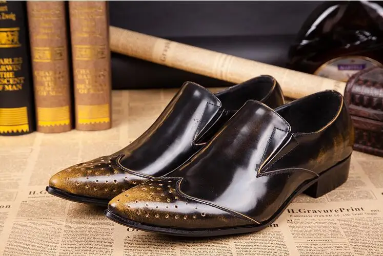 

Hot sale color matching Carved Mens shoes Spring Fashion appointment and wedding Shoes Business pointed toe shoes