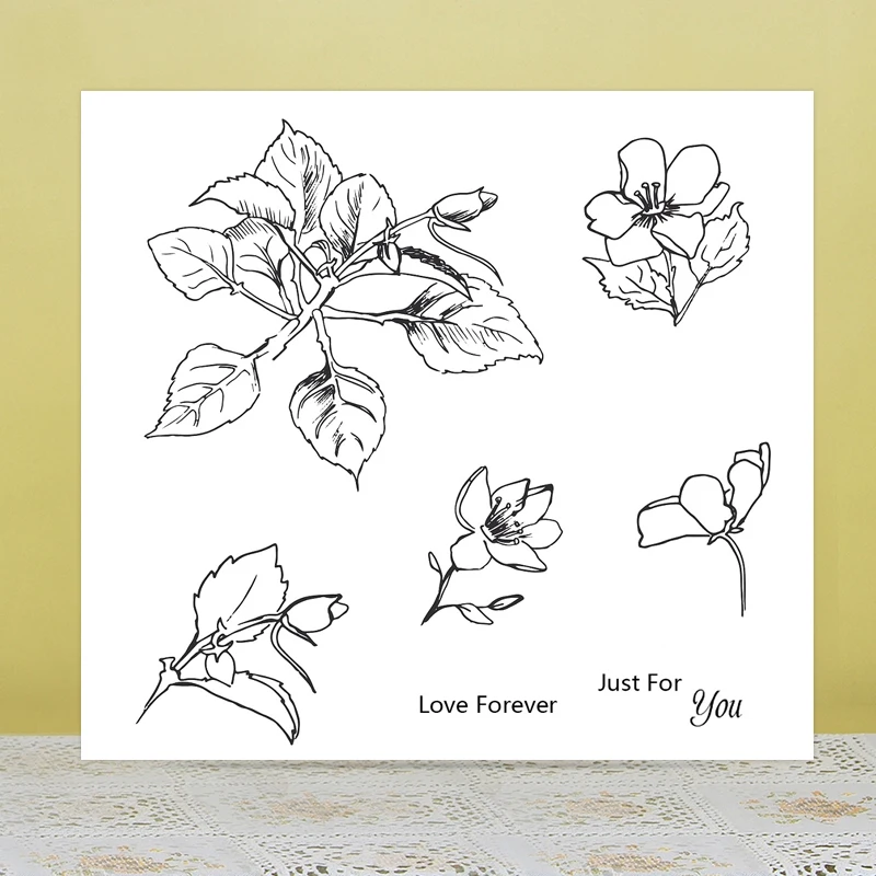 

AZSG Leaves Flowers Petals Clear Stamps For DIY Scrapbooking/Card Making/Album Decorative Silicone Stamp Crafts