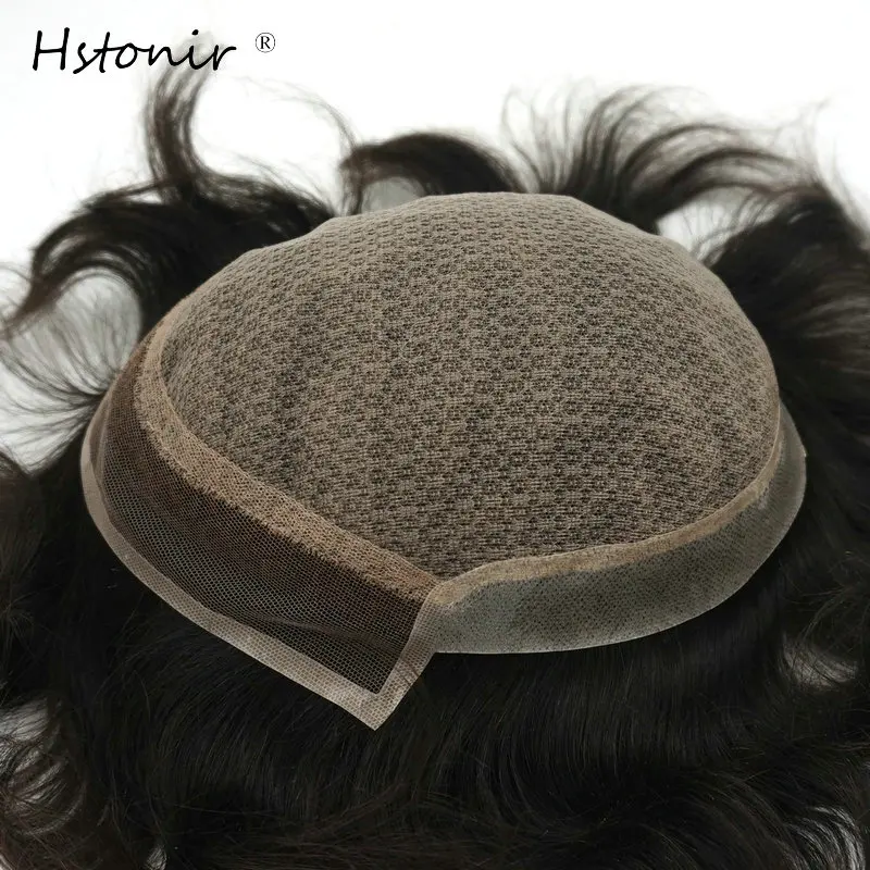 Hstonir шелковая основа парик для мужчин невидимые узлы человеческие индийские волосы remy человек система H032