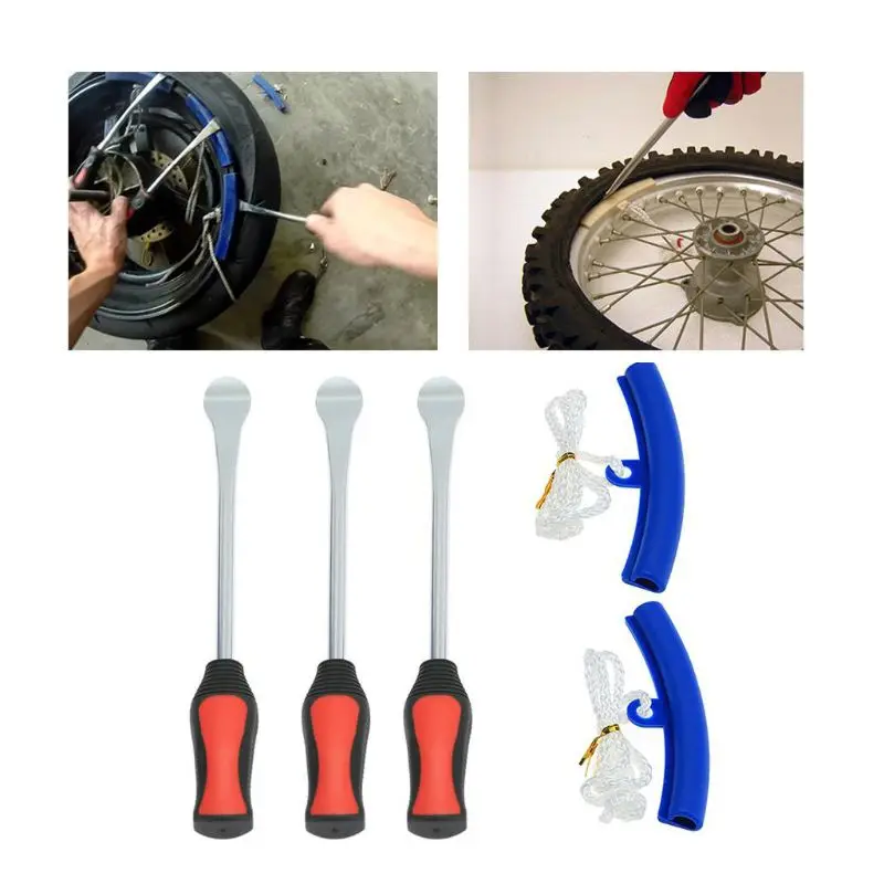 

Tire Spoon Lever Iron Tool Kits Motorcycle Bike Professional Tire Change Kit With 6 Valve Cores