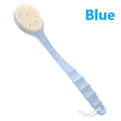 Удобная отшелушивающая щетка для ванны мягкая щетина для мытья тела Scrubber натуральная щетинная щетка для тела для массажа с длинной ручкой - Цвет: Blue