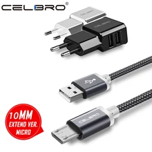 10 мм удлиненный микро usb кабель для зарядки, шнур для зарядки Android для Xiaomi Redmi 5 Plus Note 4X LG G4 Q7 Doogee X20 X10 X30 S60