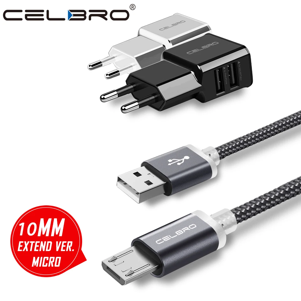 Удлиненный зарядный кабель Micro USB 10 мм шнур для зарядки Android Xiaomi Redmi 5 Plus Note 4X LG G4 Q7