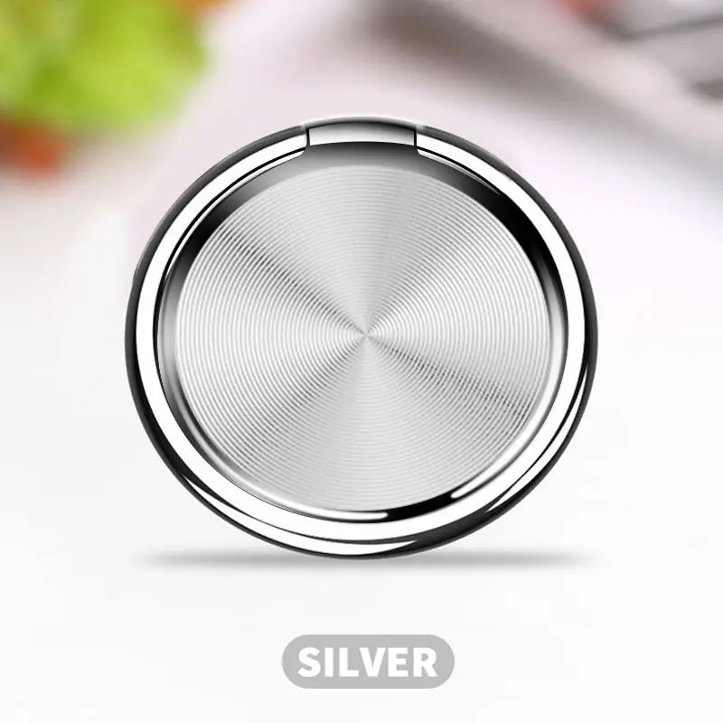 Silver Кольцо-держатель на палец металлическая подставка для мобильного телефона держатель для iPhone 9X8 7 plus 5 5S 6 6p магнитное кольцо для телефона круглая автомобильная подставка для крепления - Цвет: Silver