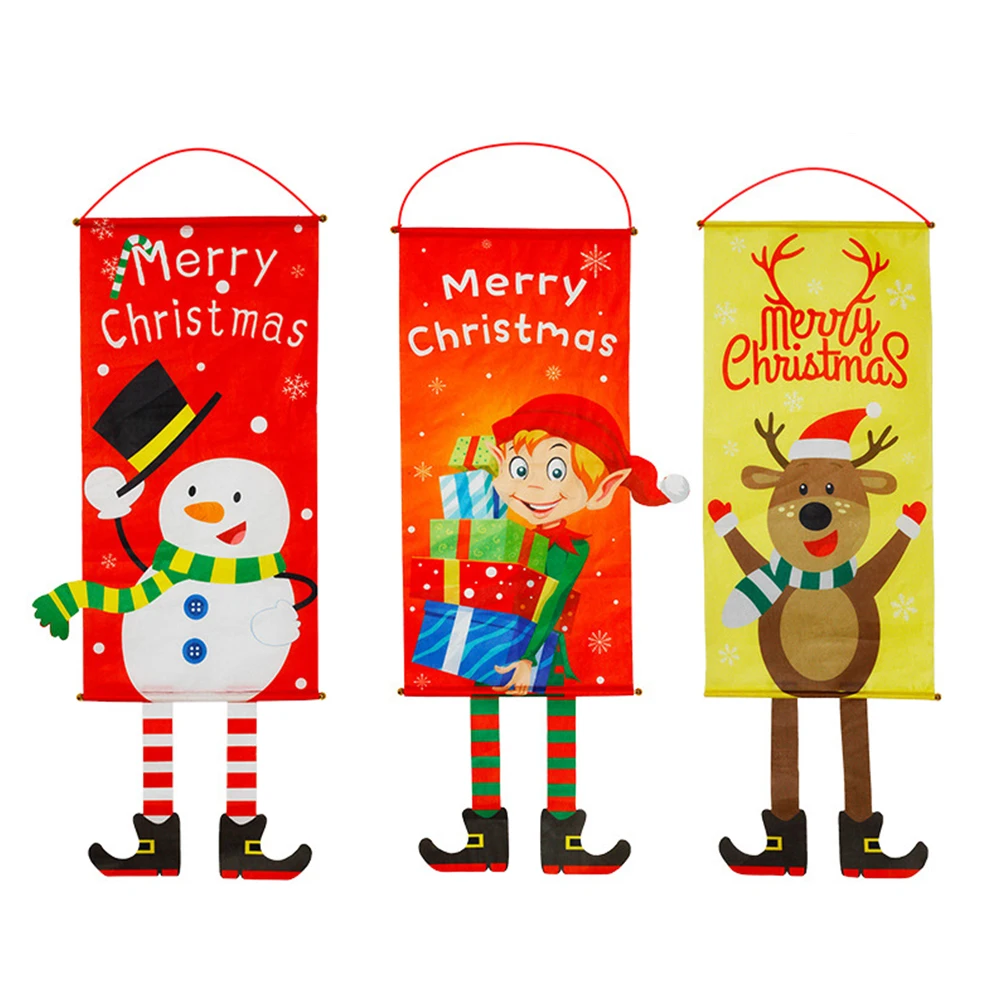 

Christmas Tapestry Wall Hanging Polyester Snowman Deer Pattern Bedspread Festival Home Party Decoration Table Cloth