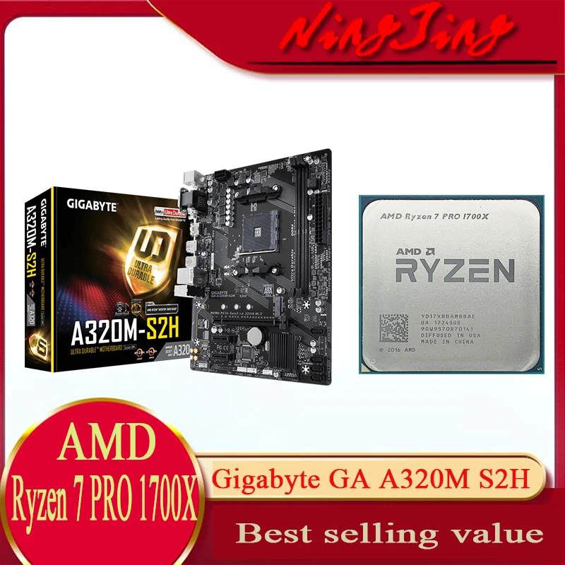 Оригинальный б/у Процессор AMD Ryzen 7 PRO 1700X R7 + Gigabyte GA A320M S2H оригинальный новый