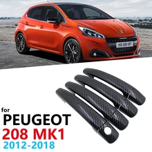 

Gloss Black Carbon Fiber Car Door Handles Cover Trim for Peugeot 208 MK1 2012~2018 Car Accessories Sticker Styling GTI Active