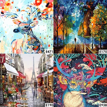 

DIY Wonderful Oil Art Painting Canvas Unique By Numbers Things Hand Painted Kit Decor for Household Bedroom Decoration