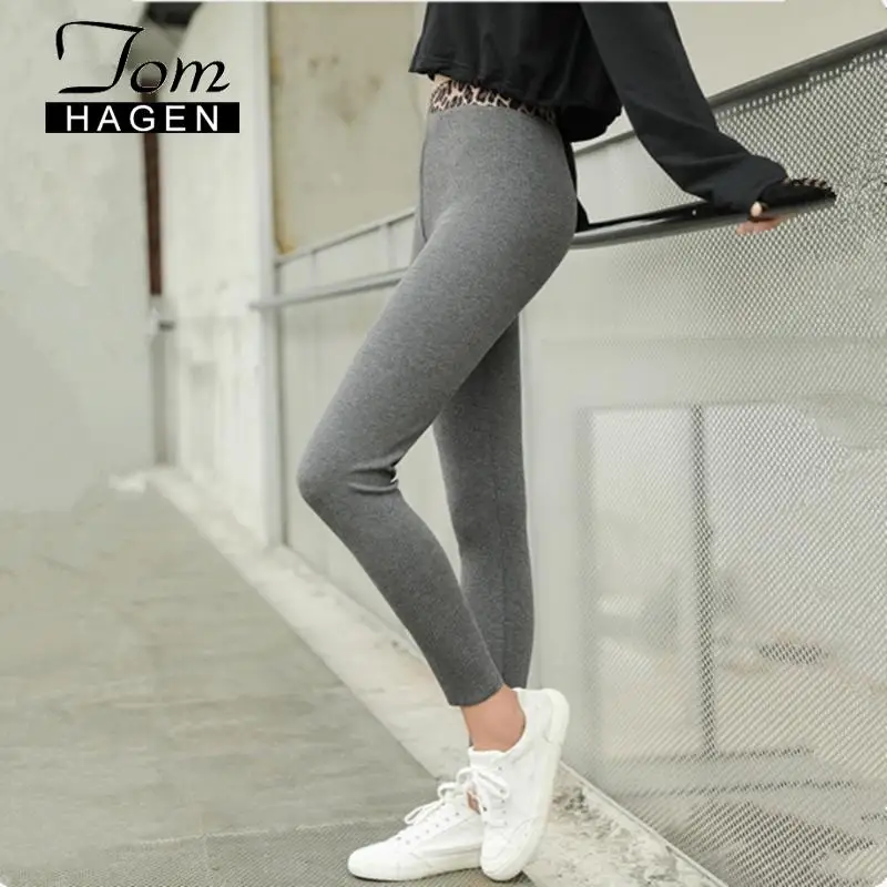 Женские леггинсы с леопардовым принтом вертикальные брюки высокой талией