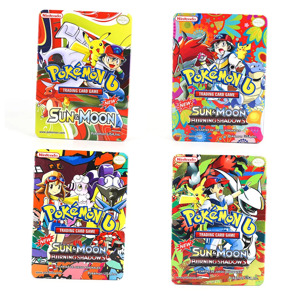 TAKARA TOMY Покемон карты коллекция настольная карточная игра 123 шт. флэш битва игрушки Блестящий металлический ящик для детей Подарки - Цвет: 1 set random box