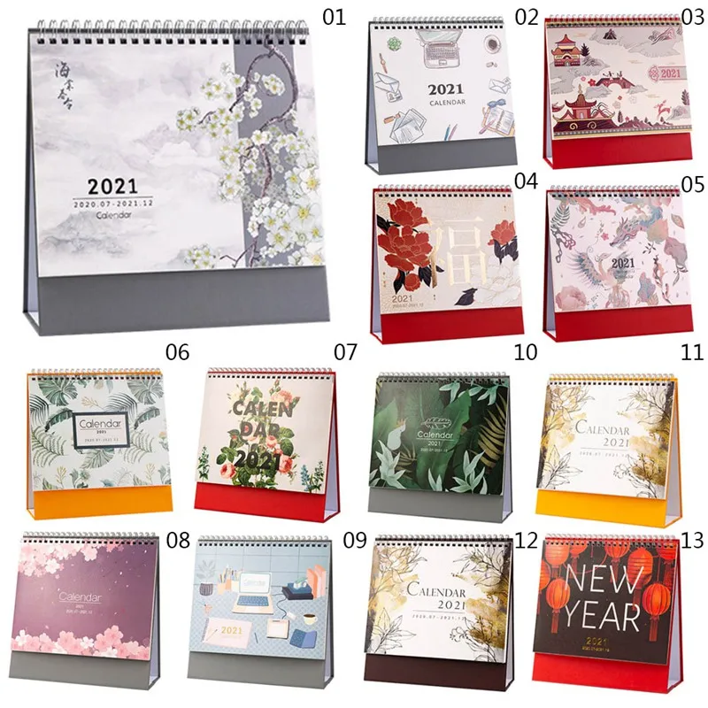 

2021 Fresh Cartoon Mini Desktop Calendar Daily Scheduler Yearly Agenda Organizer 2019.07~2020.12|Calendar