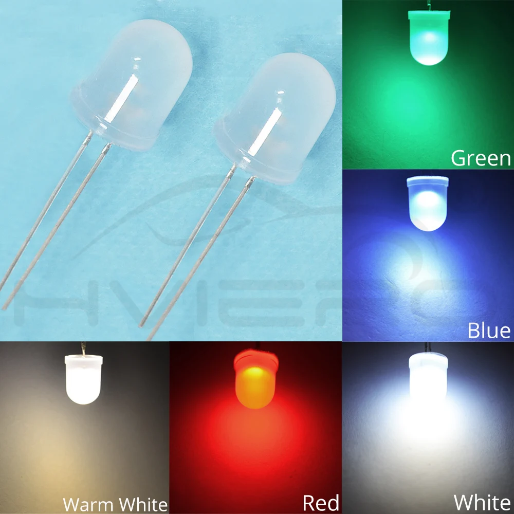 Hviero White Red Green Blue Yellow 10mm Diode Lamp Ultra Bright Diffused 5-6V 8000MCD 1.9~3.4V Emitting diodes LED Bulb Light