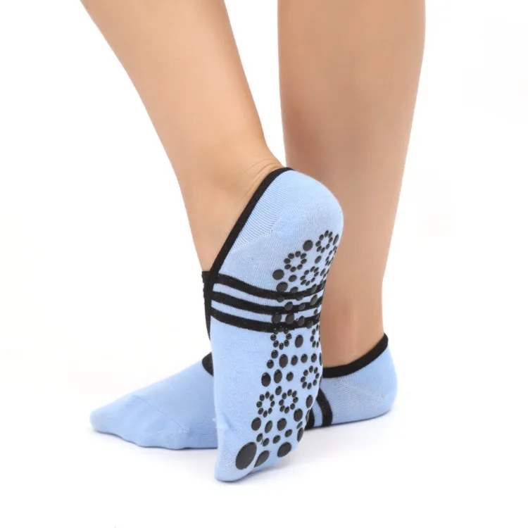 Женские нескользящие полосатая повязка хлопковые спортивные носки для йоги женские вентиляционные Пилатес детские колготки танцевальные носки тапочки 6 цветов - Цвет: Синий