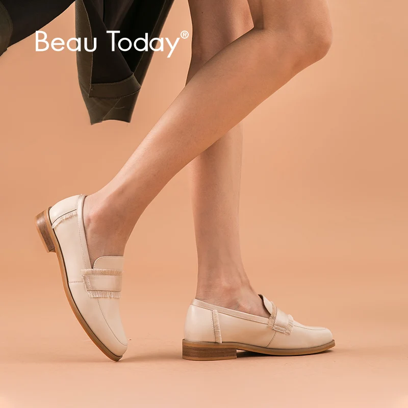 BeauToday лоферы с кисточками; женская обувь из телячьей кожи и шелка с круглым носком без застежки; женская повседневная обувь из натуральной кожи; ручная работа; 27360
