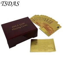 Лучшие подарки 500 евро 87*57 мм Цветные пользовательские игральные карты для покера оптом евро 500 игровые карты для покера с деревянной подарочной коробкой