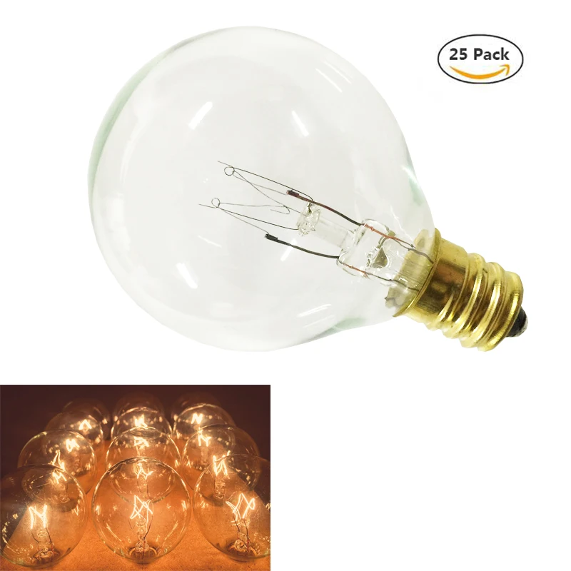 

25Pcs String Light Bulb Tungsten Incandescent Bulb E12 Base Socket Holder Bulb for String Light Party Home Decoration 120V/230V