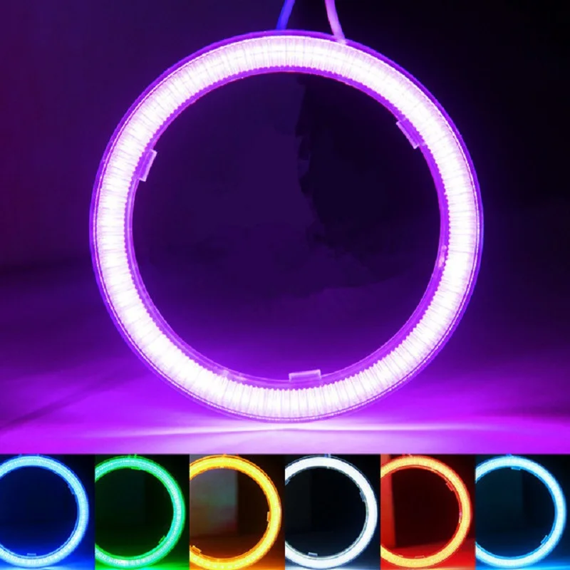 

2X Car COB LED Angel Eye Devil Eye Headlights Fog Light Circle Car Daytime Running Light DC 12V 60/70/80/90/100/110/120 mm blue