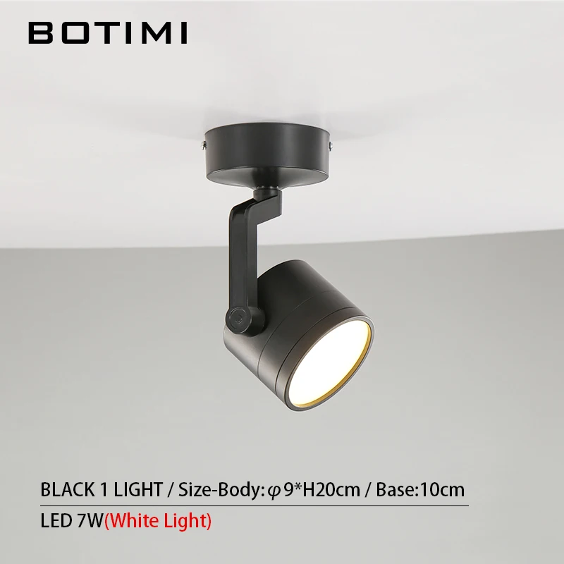 1 Light-Black-WL BOTIMI 220V светодиодный потолочный светильник с дорожкой для гостиной, черный Регулируемый офисный потолочный светильник - Цвет корпуса: 1 Light-Black-WL