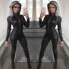 Shiny Pu Leather Jumpsuit Zip Up Long Sleeve Streetwear Women Faux Leather Romper One Piece Wet Look Leggings Sexy Club Catsuit ► Photo 3/6