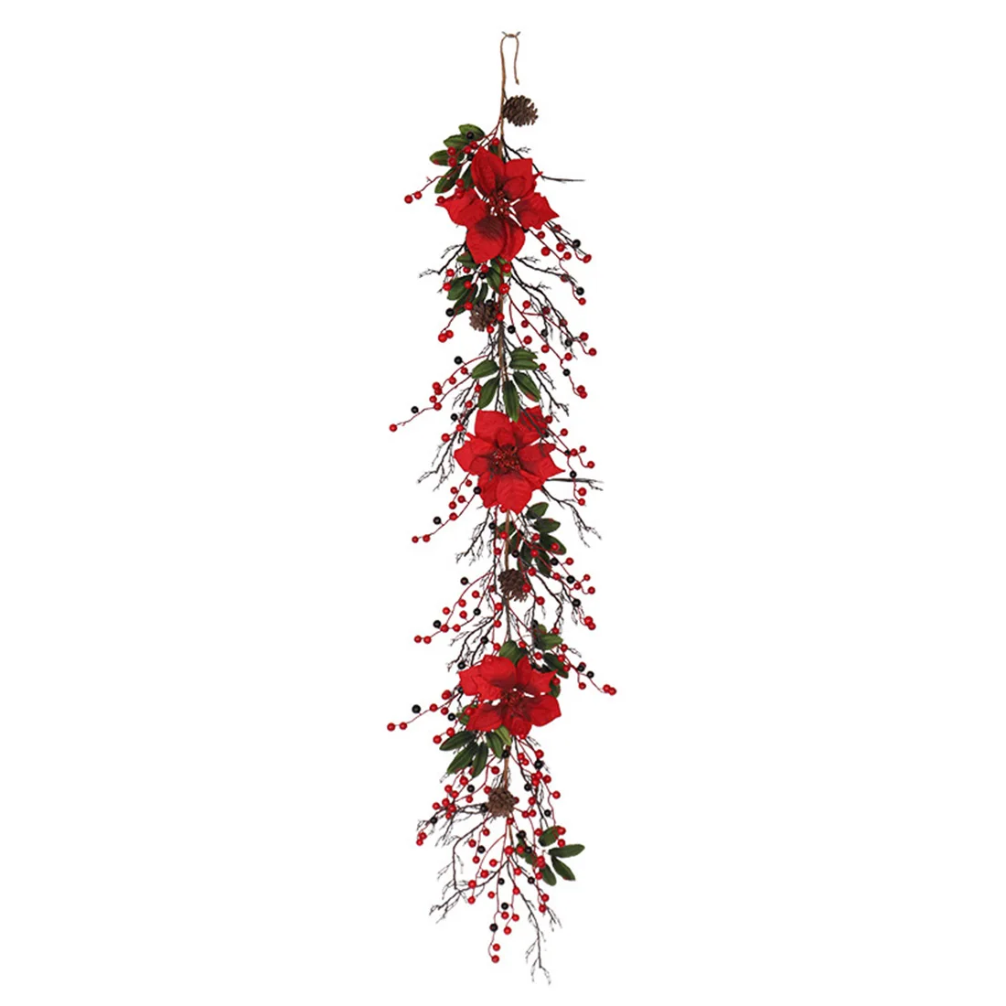 Simulation DIY Party Flower Rattan Wall Hanging Red Fruit Artificial Plant Home Decorative Christmas Wedding Festival Window