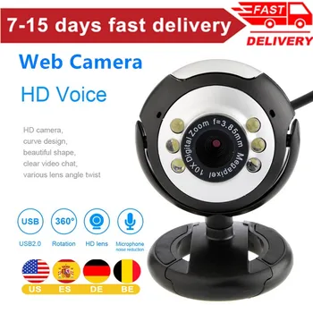 

Webcam USB HD 480P Camera 6 LED Web Cam 360 Degree Rotatable For Skype Computer With Mic PC Laptop Drop Shop