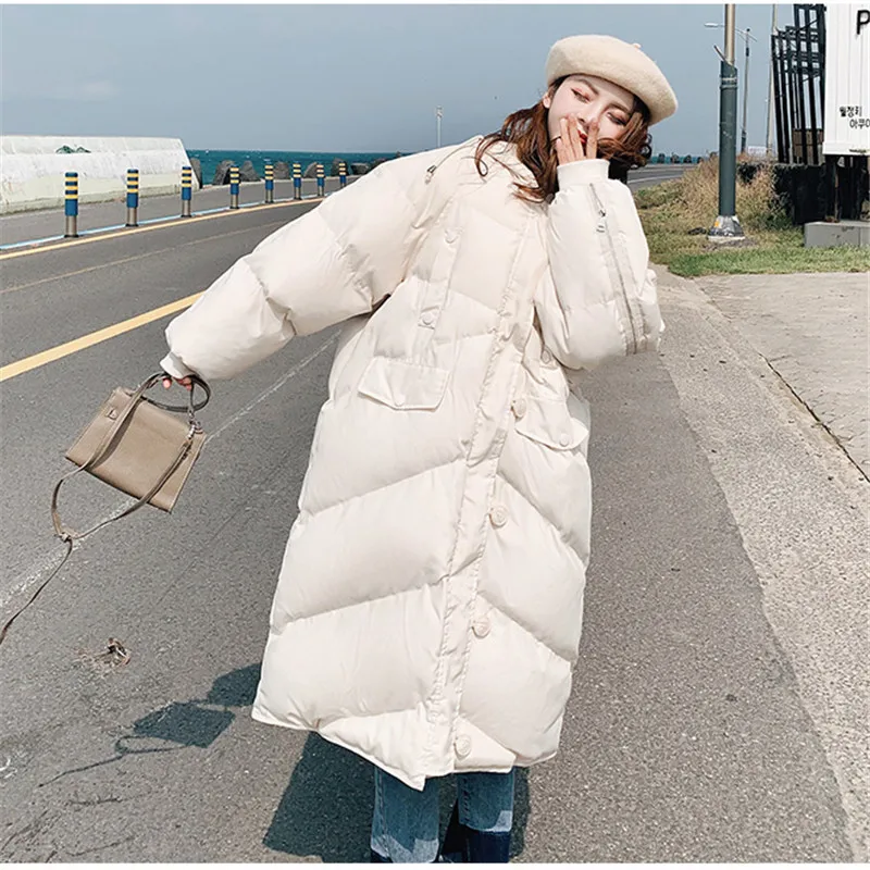 Fashion Long Down Cotton Padded Clothes Women Winter Jackets New Korean Loose bf Hooded Parka Coat Female Outerwear N1140