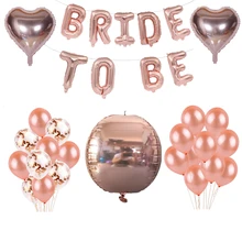1 conjunto 16 polegada rosa ouro noiva a ser letra balões coração folha balão hen decorações de festa casamento festa de despedida suprimentos(China)
