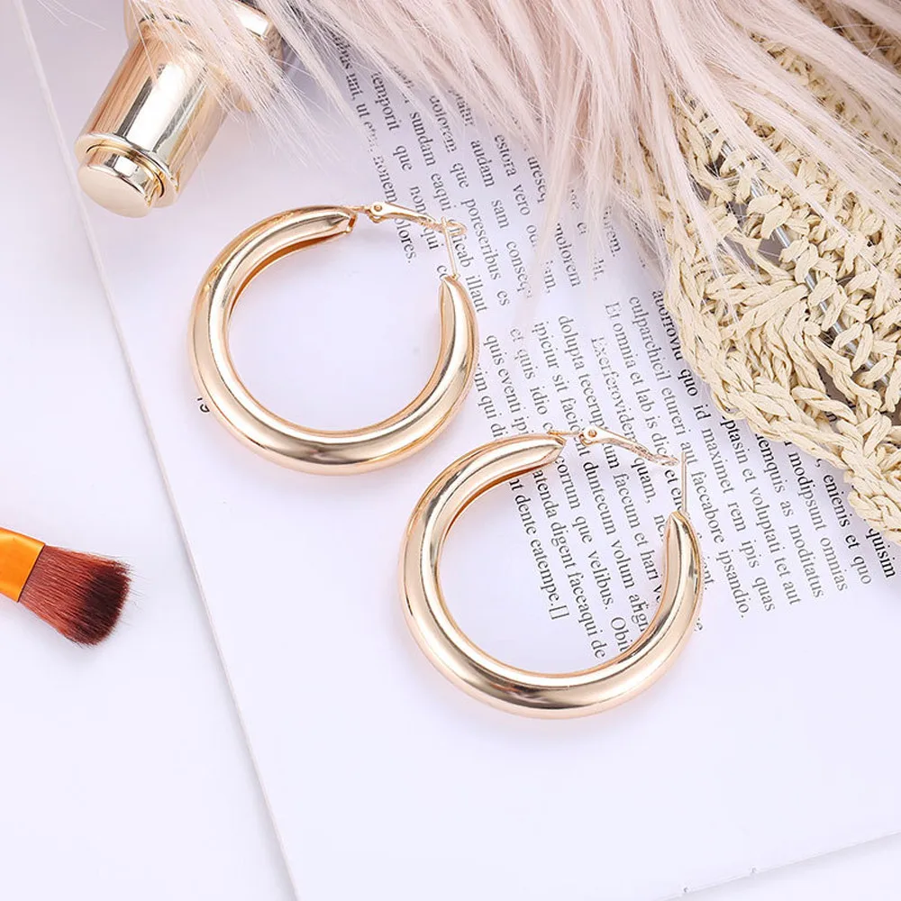 Серьги-кольца золотистого цвета, 50 мм, круглые серьги для женщин, женские серьги из сплава, трендовые серьги в стиле рок-панк, подарок