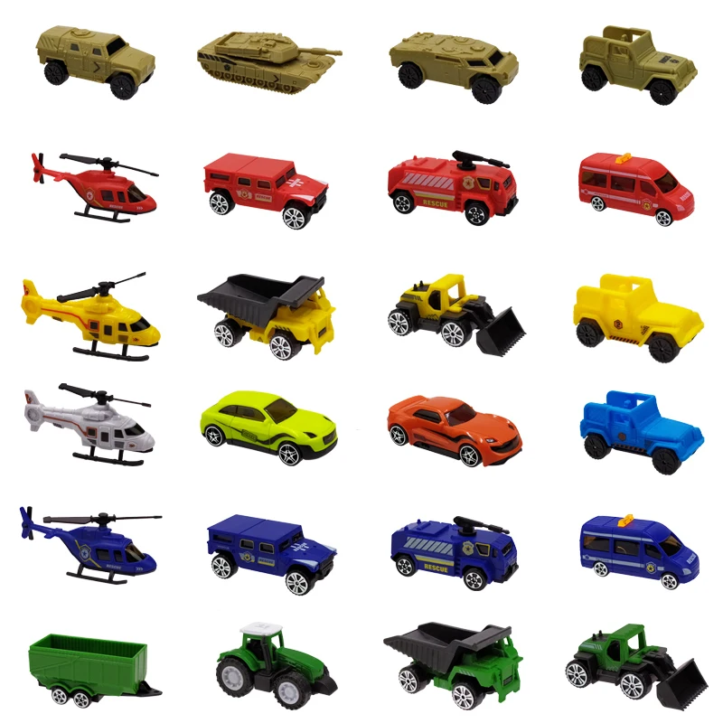 

Diecast Car Toy 1:64 Construction Vehicle Fire Truck Ambulance Aircraft Plane Tractor Sports Car Models for kids 3+