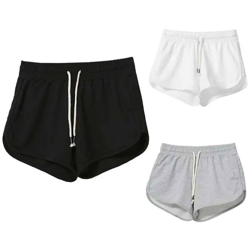 Женские тренировочные шорты для йоги с дельфином на шнуровке однотонные