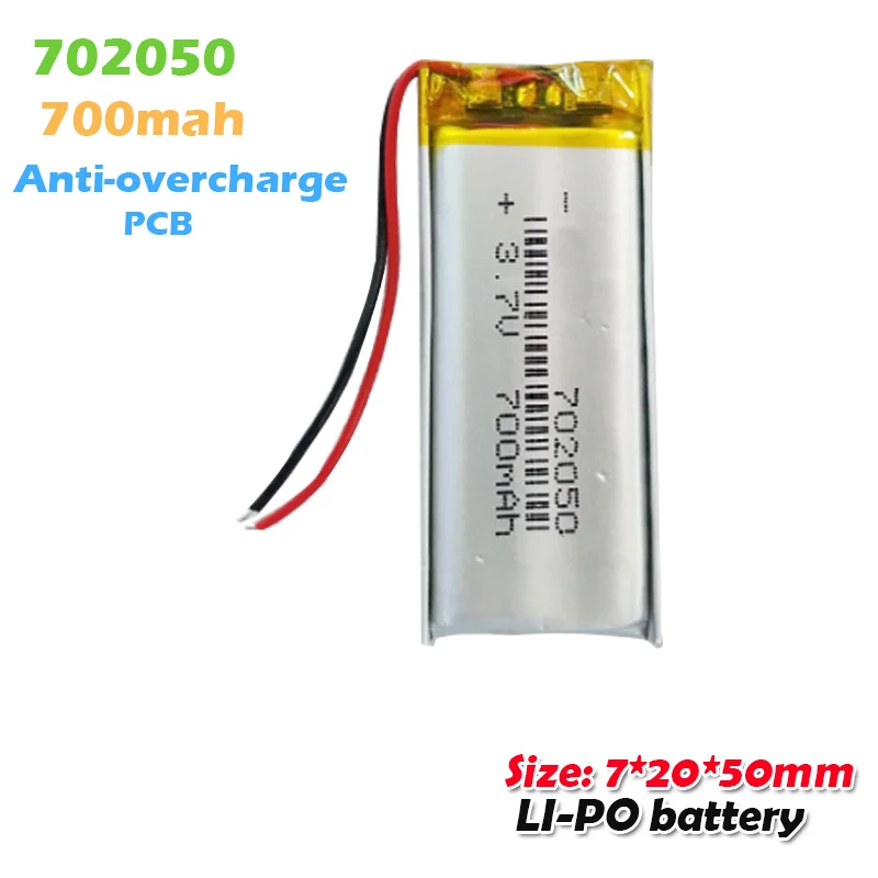 702050 3.7v 700mah litowo-polimerowe akumulatory do MP3 MP4 MP5 zabawka nawigacja GPS LED light zestaw słuchawkowy Bluetooth głośnik