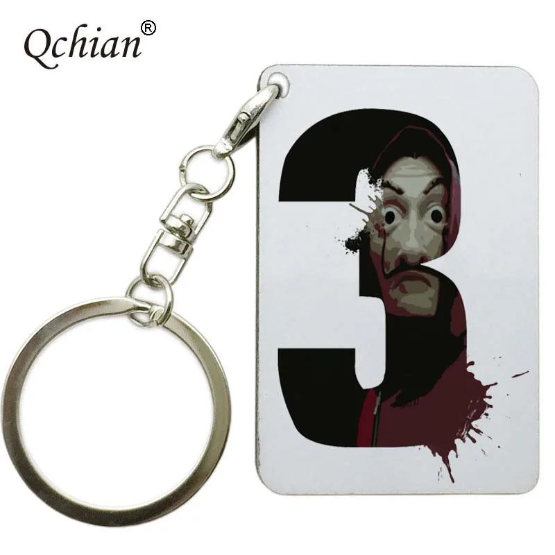 

The House of Paper Money Heist Keychain La Casa De Papel Salvador Dali Professor Funny Key Chain Women Men Jewelry Gift