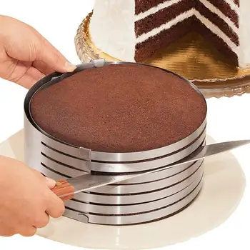 

1pc 24-30cm Stainless Steel Mousse Ring 9-12 Inch Adjustable Layered Baking Slice Bread Size Cake Tool Telescopic A7H8