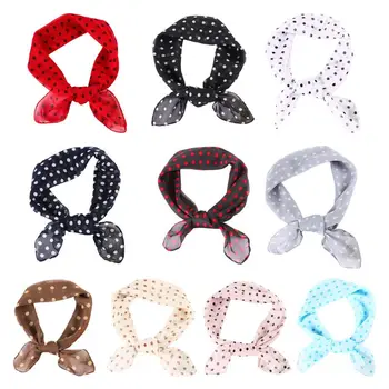

70x70cm Women Chiffon Square Scarf Classic Polka Dot Neckerchief Handkerchiefs F3MD