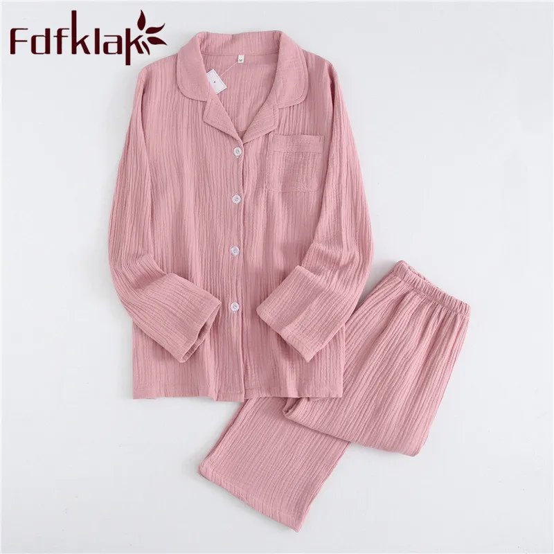 

Fdfklak Cotton Pajama Home Clothes For Women Sleepwear Pijama Femme Spring Autumn New Pyjama Set long Sleeve Night suit