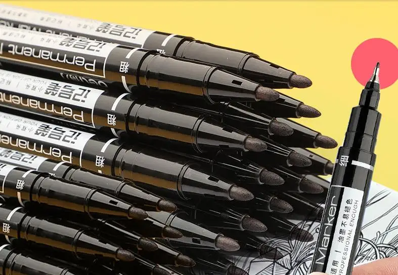 

Small Double Head Oily Marker Marker Hook Line Pen Child Painting Student Black Quick-drying Waterproof Pen Does Not Discolo