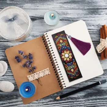 

5D DIY Diamond Painting Leather Bookmark Tassel Book Dropshipping DIY Special Craft Shaped Embroidery Marks Diamond L7G6