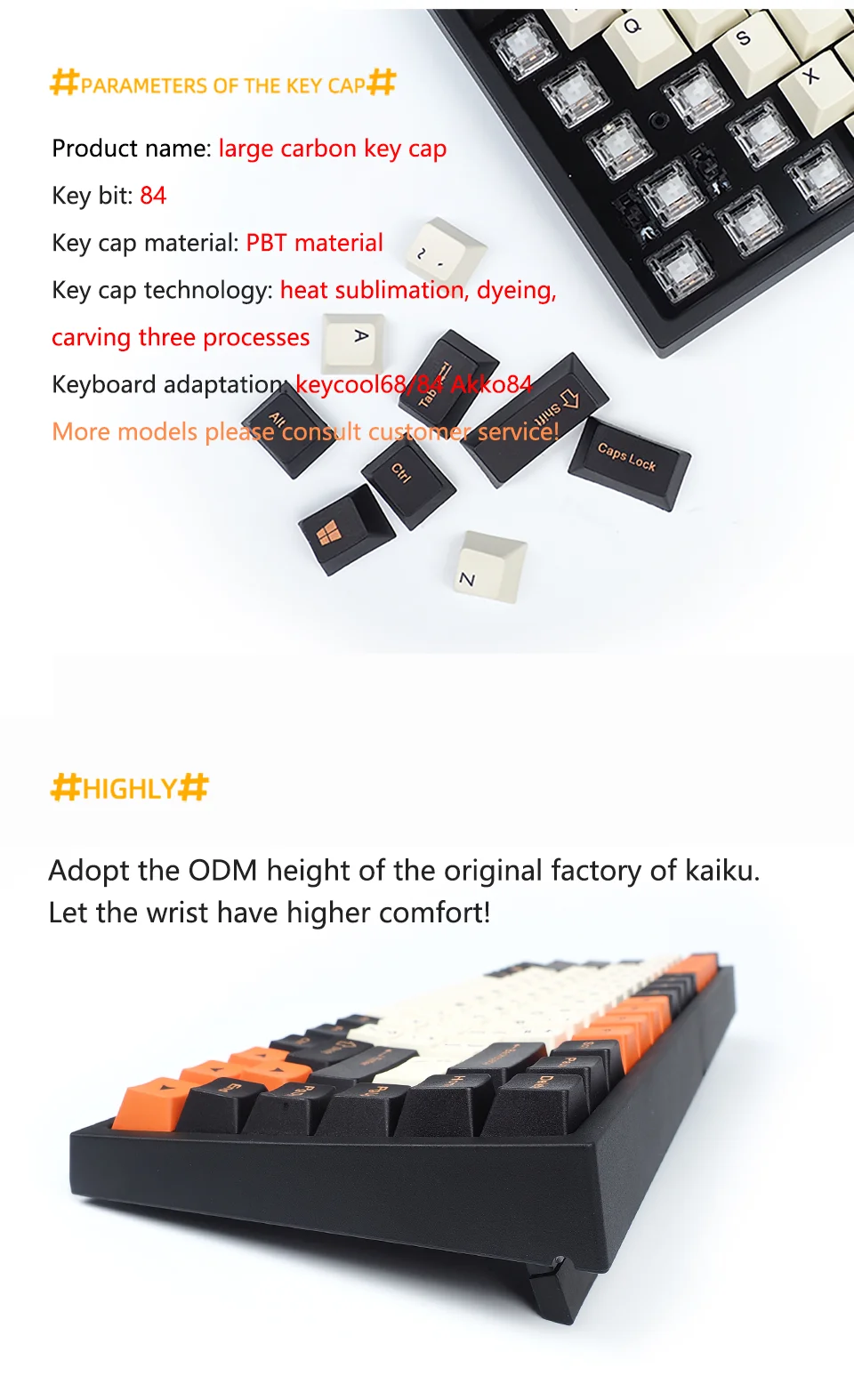 Keycool PBT ключ крышка ANSI сторона/позитив/Передняя печать Cherry MX ключ крышка набор для TKL 84/60% игровая клавиатура подходит keycool84 Akko84