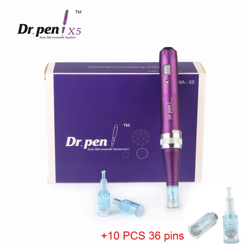 Беспроводной цифровой дисплей Dr. Pen Ultima X5 microoneedling ручка перезаряжаемый набор для ухода за кожей с 10 игл - Цвет: X5 with 36 pins