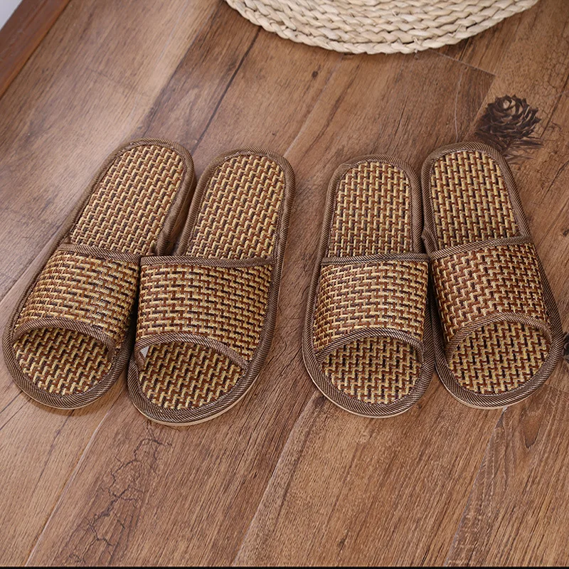 

Natural Torrid Zone YULAI Rattan Couples Home Slippers Rattan Straw Men And Women Wandering Peddler Slipper Bamboo Strip Summer